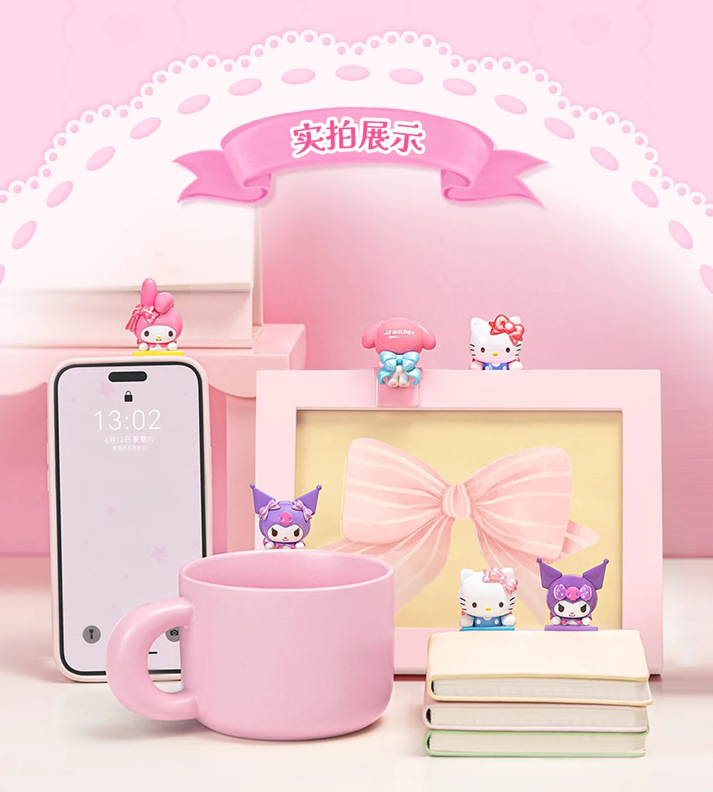 Sanrio Characters Bow Sweetheart Lying Style Clip On Blind Box Hello Kitty My Melody Kuromi Cute Mini Collectible Figurine
