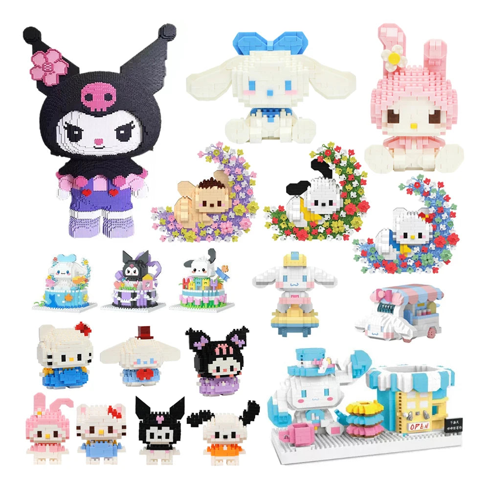 Sanrio Series Building Blocks Mini Figure Set - Hello Kitty Cinnamoroll My Melody Kuromi Pochacco Puzzle Toy Gift