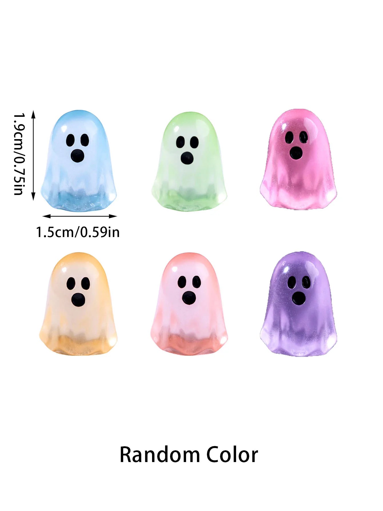 10/20pcs Luminous Multicolor Halloween Mini Resin Ghost Glow in The Dark Miniature Ghost Figurines Tiny Ghost Ornaments