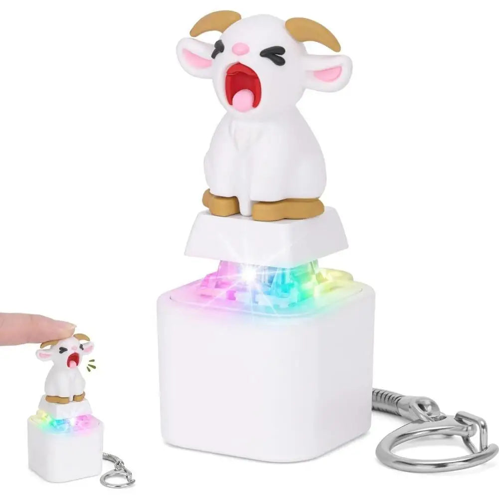 Screaming Goat Keycap Fidget Keychain Keyboard Fidget Toys For Adults Clicker Keychain With Sound LED Light Goat Key Chain