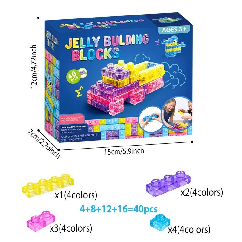 Kawaii Jelly Squishy Building Blocks – 40 Pieces 🧩💕✨
