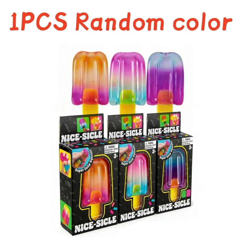 Fidget Squishy Toys Popsicle Squeeze Funny Gradient Color Super Soft Stress Relief TPR Material Safe Party Adults Creative Gifts