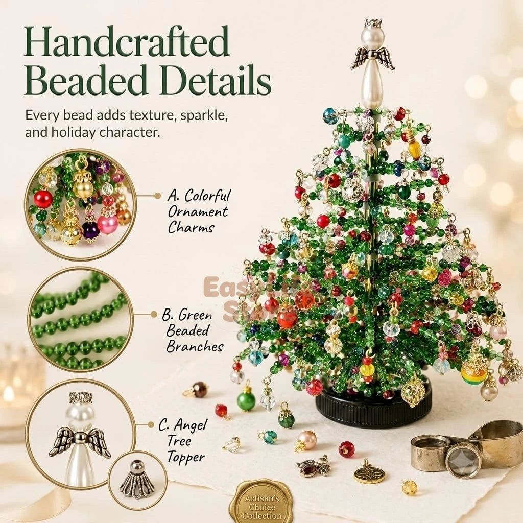 DIY Beaded Christmas Tree Kit – Crystal Bead Holiday Craft Set with LED Lights, Home Decor Gift for Adults & Kids