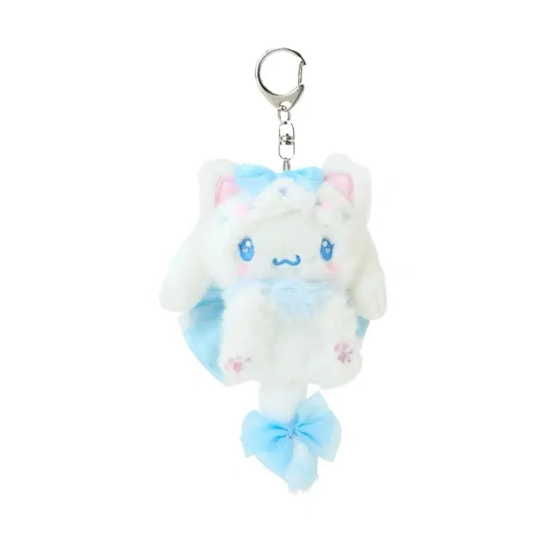 Sanrio Cream Cat Series Fluffy Tail Plush Keychain – Hello Kitty, Kuromi, My Melody & Cinnamoroll Backpack Charm
