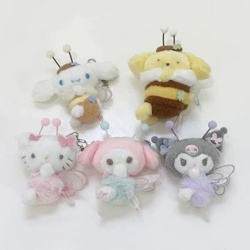 Sanrio Blossom Field Plush Keychain – Kuromi, Cinnamoroll & My Melody Floral Bag Charm