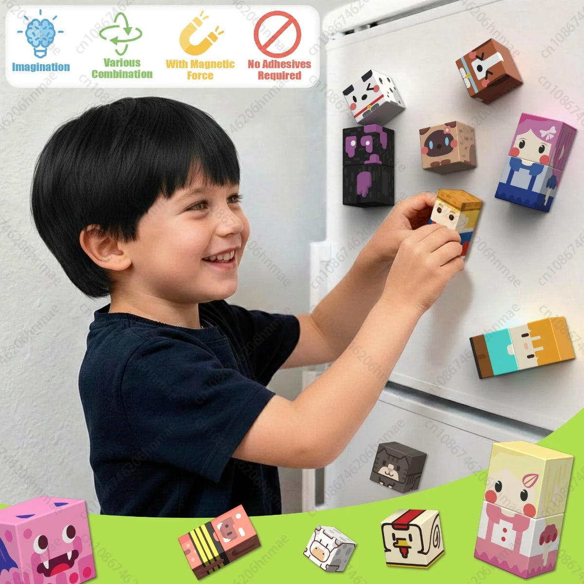 Magnetic Building Blocks Mine World Character People Animal Brick Cube STEM Educational Family Toy Gift for Boys Girls Children