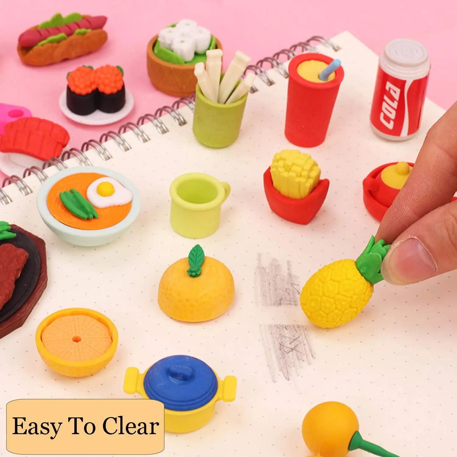 30PCS 3D Food Erasers Dessert  Pencil Erasers Bulk Puzzle Eraser Gifts for Classroom Prizes,Game Reward,Treasure Box,Party Favor