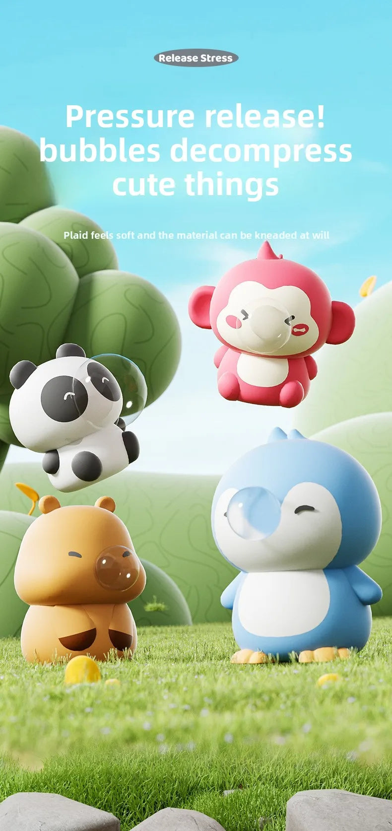 Cute Kapybara Animal Spitting Bubbles Squish Squeeze Toy – Sensory Fun for Adults & Kids