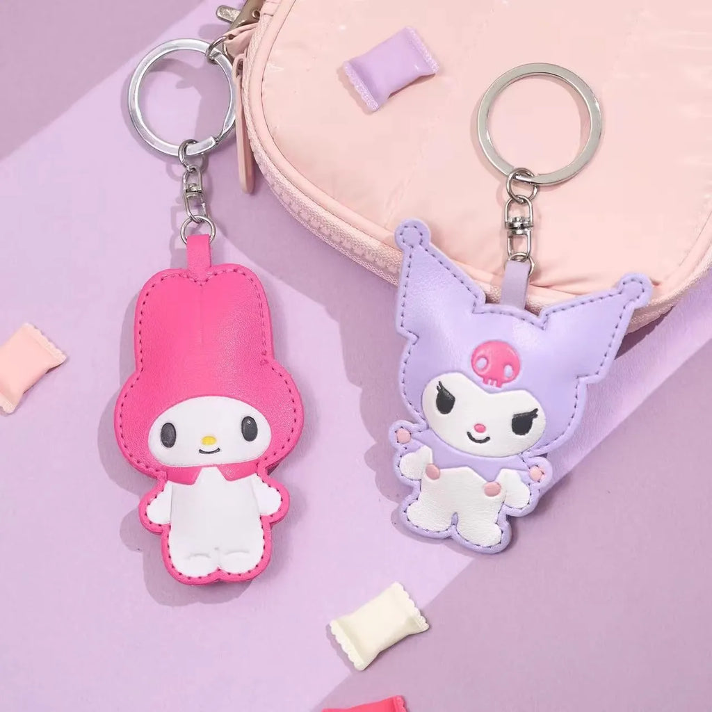 Sanrio Leather Keyring – Kawaii Hello Kitty & My Melody Pinch Pendant