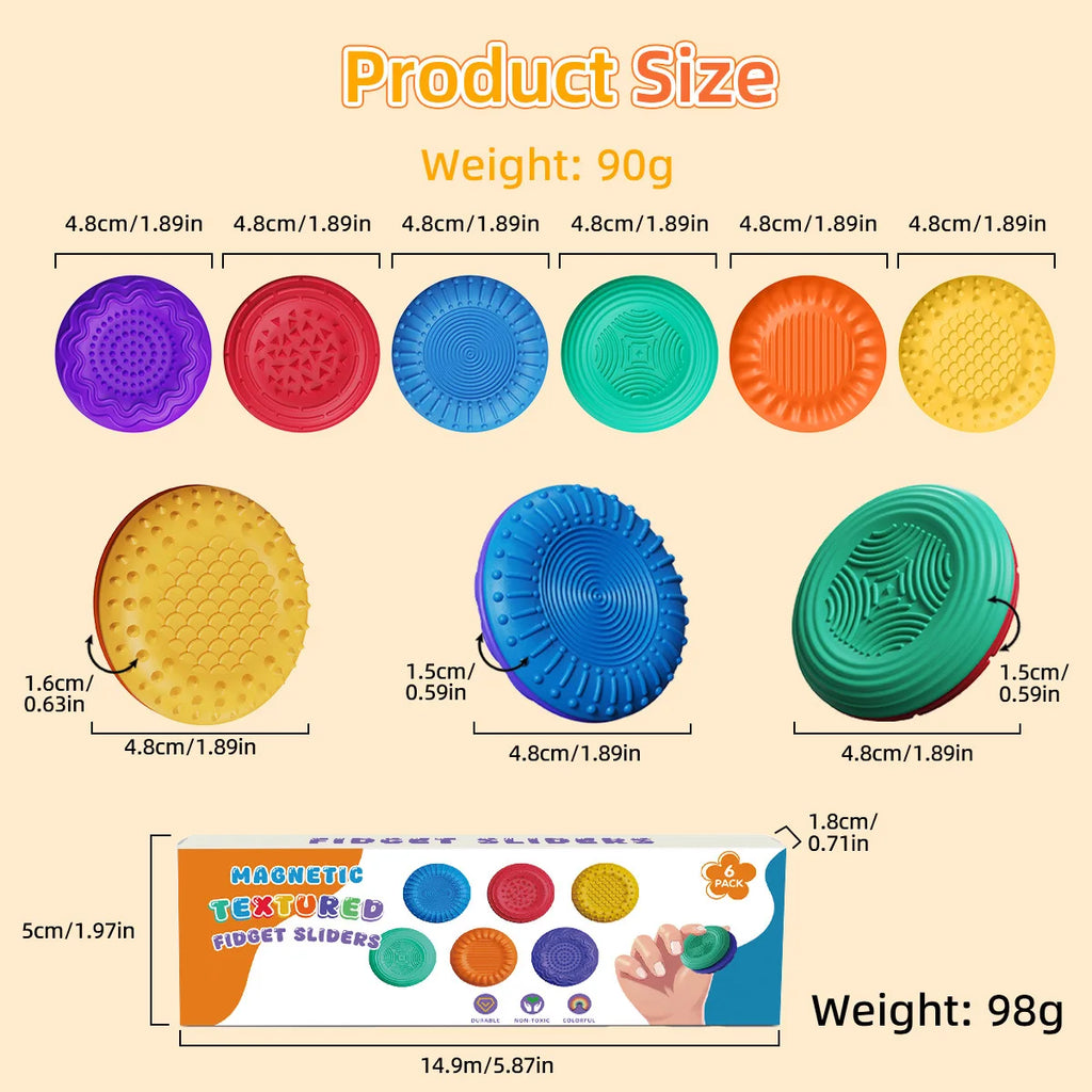 Magnetic Fidget Toys for Adults & Kids -Textured Sensory Toys for Autism Children Anxiety Relief - Quiet Stress Fidgets Sliders