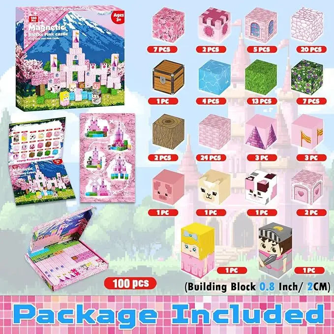 Magnetic Building Blocks Mine World Magnet Cube for Stacking Construction Set Educate Sensory Toys Kids Boys Girls Ages 3+ DIY