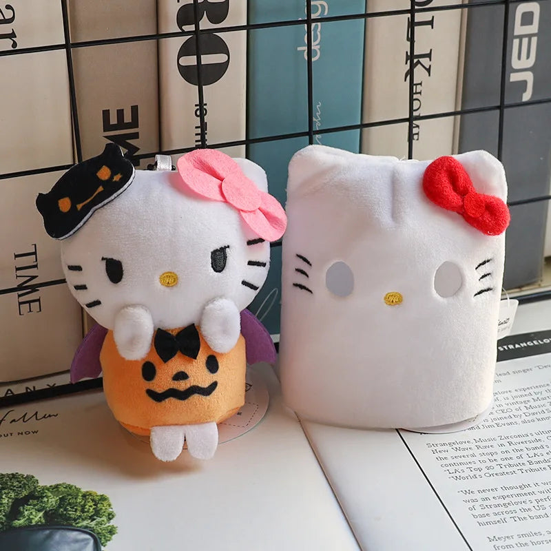 Sanrio Halloween Ghost Plush Keychain - Kawaii Hello Kitty Kuromi Cinnamoroll My Melody Ghost Bag Charm