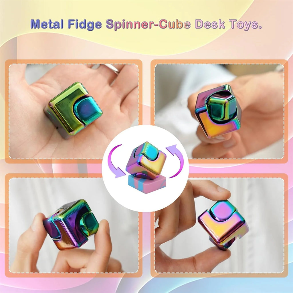 Fidget Spinner Toys Cube Metal Cool Stuff Desk Gadgets Office Toys Small Anxiety Figette Sensory Toy ADHD Tool for Teens Adults