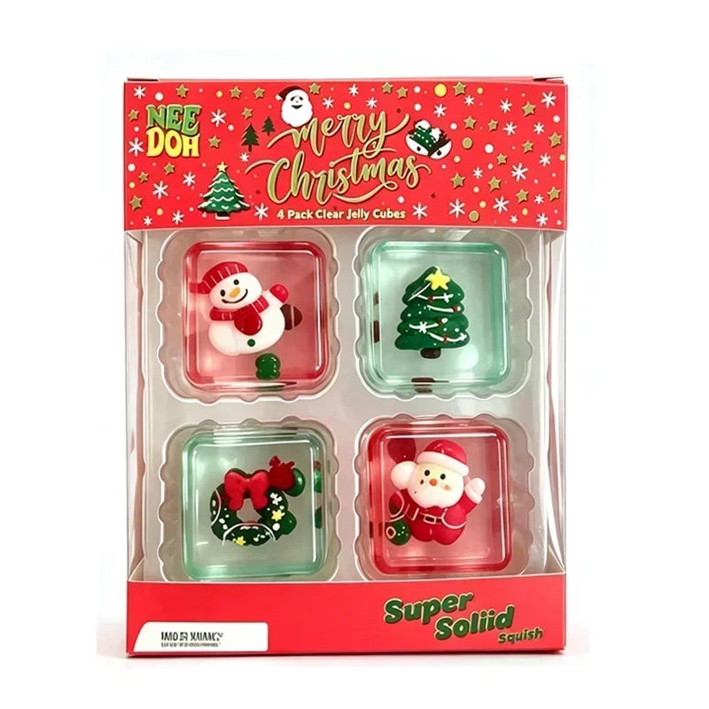 🎄 Christmas Mini Squishy Cube Gift Set 🎁 | 4-Pack Festive Cuties ✨