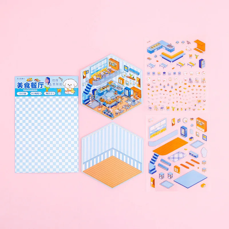 DIY 3D Kawaii Sticker Scene Kit – Cute Mini House Craft Activity for Kids & Adults | Holiday & Party Favor