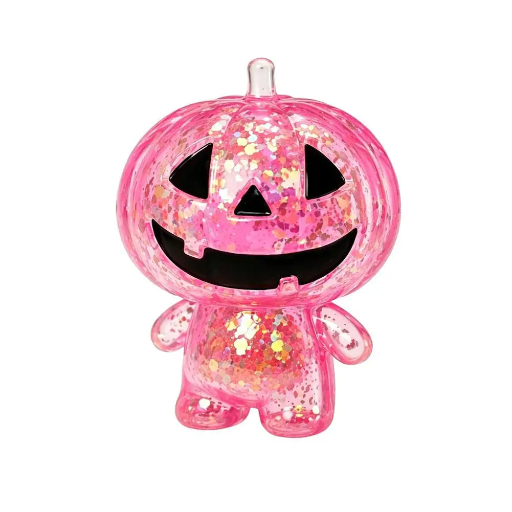 Halloween Shiny Pumpkin Man Squishy Squeeze Toy - Crystal Clear TPR Slow Rise Stress Relief - Party Gift & Desk Decor