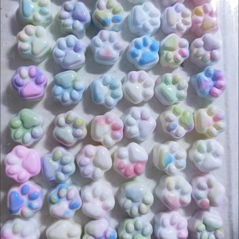 50/100pcs Mini Cat's Paw Squishy Toy Silicone Cute Soft Colorful Cat Paw Mochi Stress Relief Squishy Fidget Toy