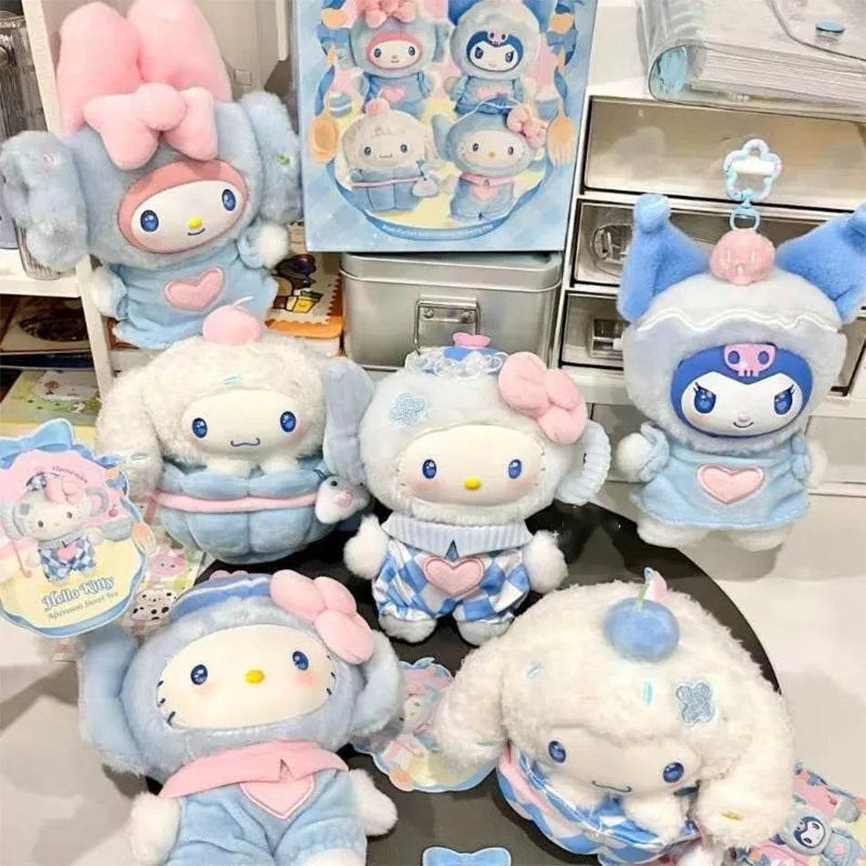 Sanrio Family Fox Island & Blue Flutter Series Vinyl Plush Blind Box Cute Cartoon Hello Kitty Kuromi Pendants Girl Bag Toy Gifts