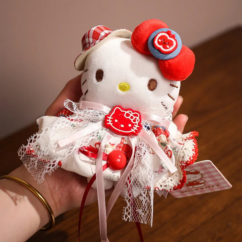 Sanrio Hello Kitty Plush Stuffed Pendant Keychain - 15cm Kawaii Kitty Cat Charm - Birthday Gift