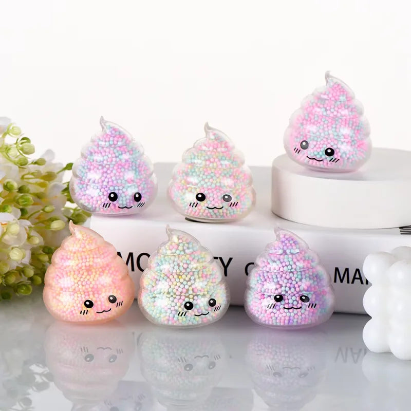 2PCS Squishy Poop Stress Relief Balls Colorful Fidget Toys for Girls Kids Easter Basket Stuffers Stress-Relieving Toy