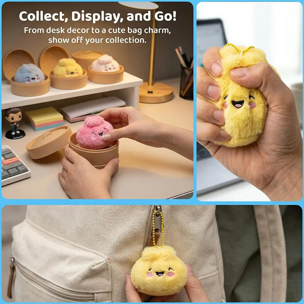 Plush Steamed Bun Dumpling – Embroidered Expressions Ultra-Soft Squishy Fidget Toy Gift Random Color