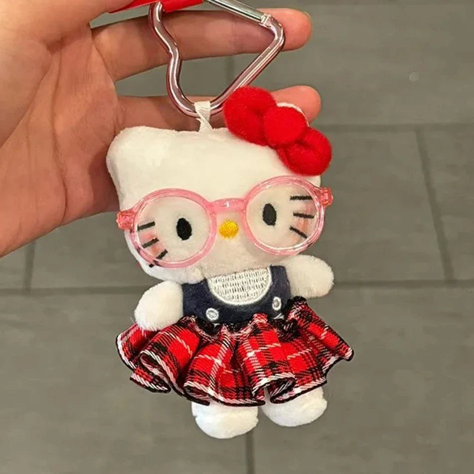 Sanrio Hello Kitty Sunglasses Plush Doll Keychain - Cute KT Cat Keyring Backpack Charm - Birthday Gift