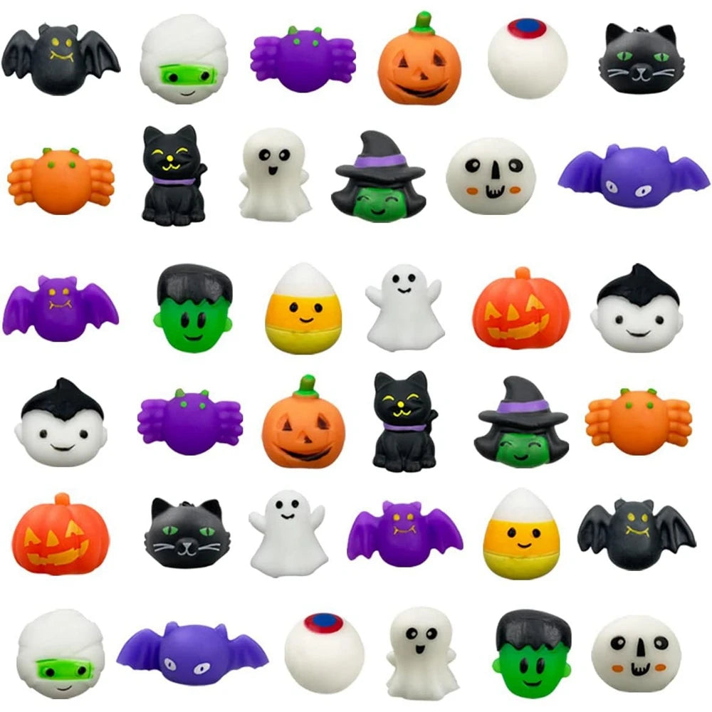 Halloween Mochi Squishy Toys – Ghost, Cat & Pumpkin Squishies for Kids – Calming Fidget Party Favors (12, 24, or 36 Pack)
