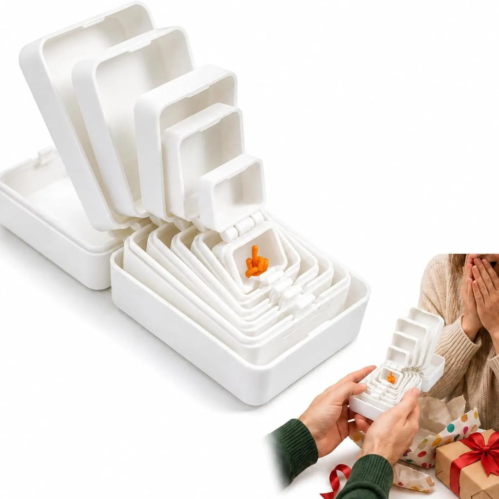 3D Printed Multi-Layer Nesting Surprise Gift Box,Halloween Gift Box with Mini Middle Finger,Prank Gift Box with 6 Layer Party