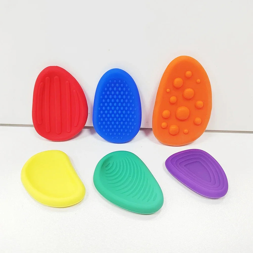 Silicone Stone Fidget Toys 6 Pack – Textured Sensory Squeeze Toys for Kids & Adults