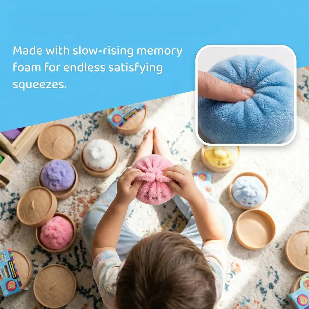 Plush Steamed Bun Dumpling – Embroidered Expressions Ultra-Soft Squishy Fidget Toy Gift Random Color