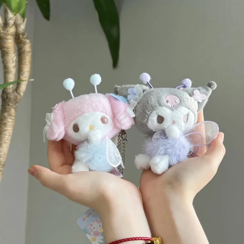 Sanrio Blossom Field Plush Keychain – Kuromi, Cinnamoroll & My Melody Floral Bag Charm