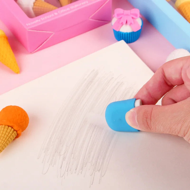 Dessert Cake Set Eraser, Creative Cute Cake Gift Box Pencil Eraser Cute Stationery Cute Eraser Stationery Pencil Eraser for Kids
