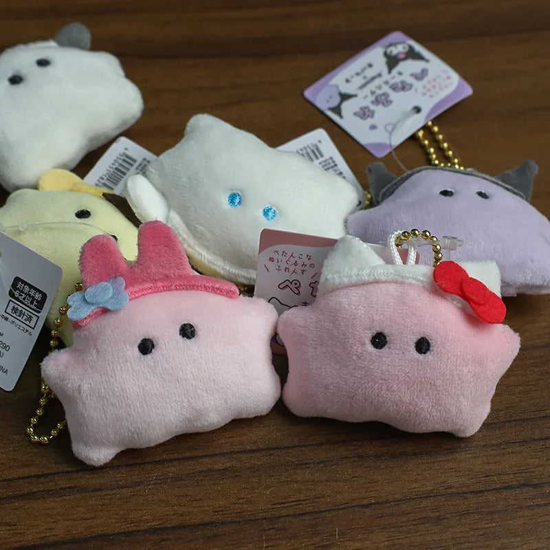 Sanrio Halloween Ghost Mini Plush Keychain - Kawaii Hello Kitty Kuromi Cinnamoroll My Melody PomPomPurin Bag Charm