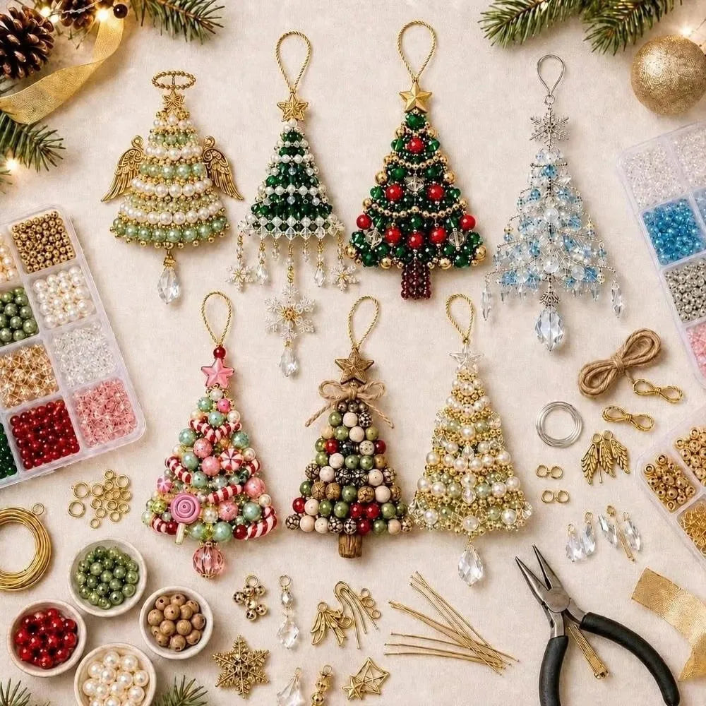 🎄 DIY Beaded Christmas Tree Ornament Kit 🎀 | Handmade Holiday Sparkle ✨