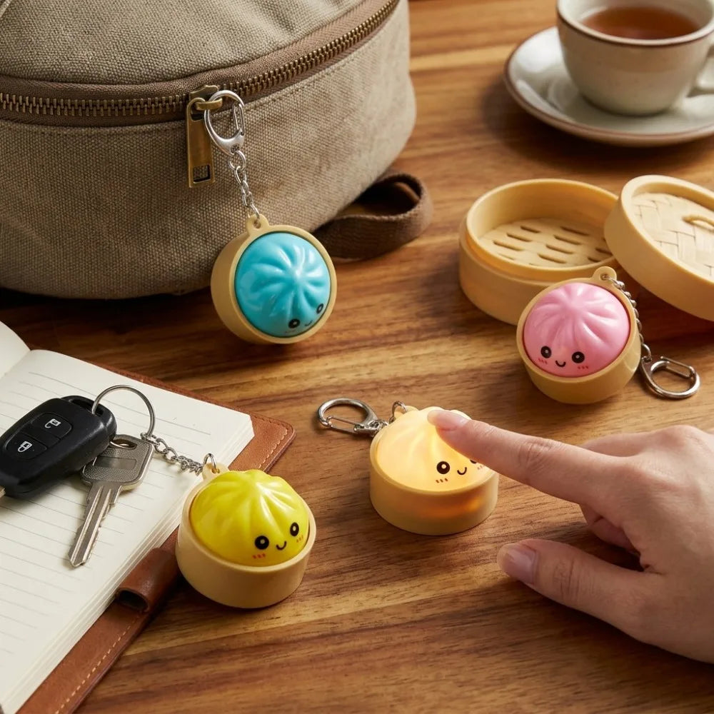 Kawaii Dumpling Light-Up Keychain - Squishy Bao Night Light Silicone Backpack Charm for Teens & Gift Decor