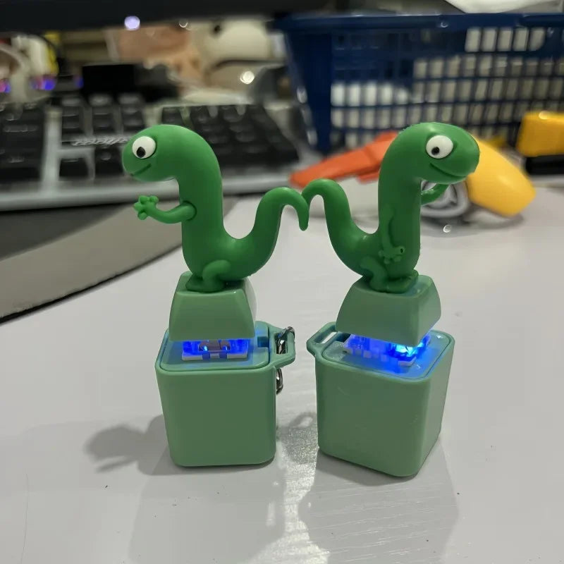 Fidget Keyboard Clicker Keychain - Duck, Frog & Lizard Sensory Clicker Toy with Sound & LED Light