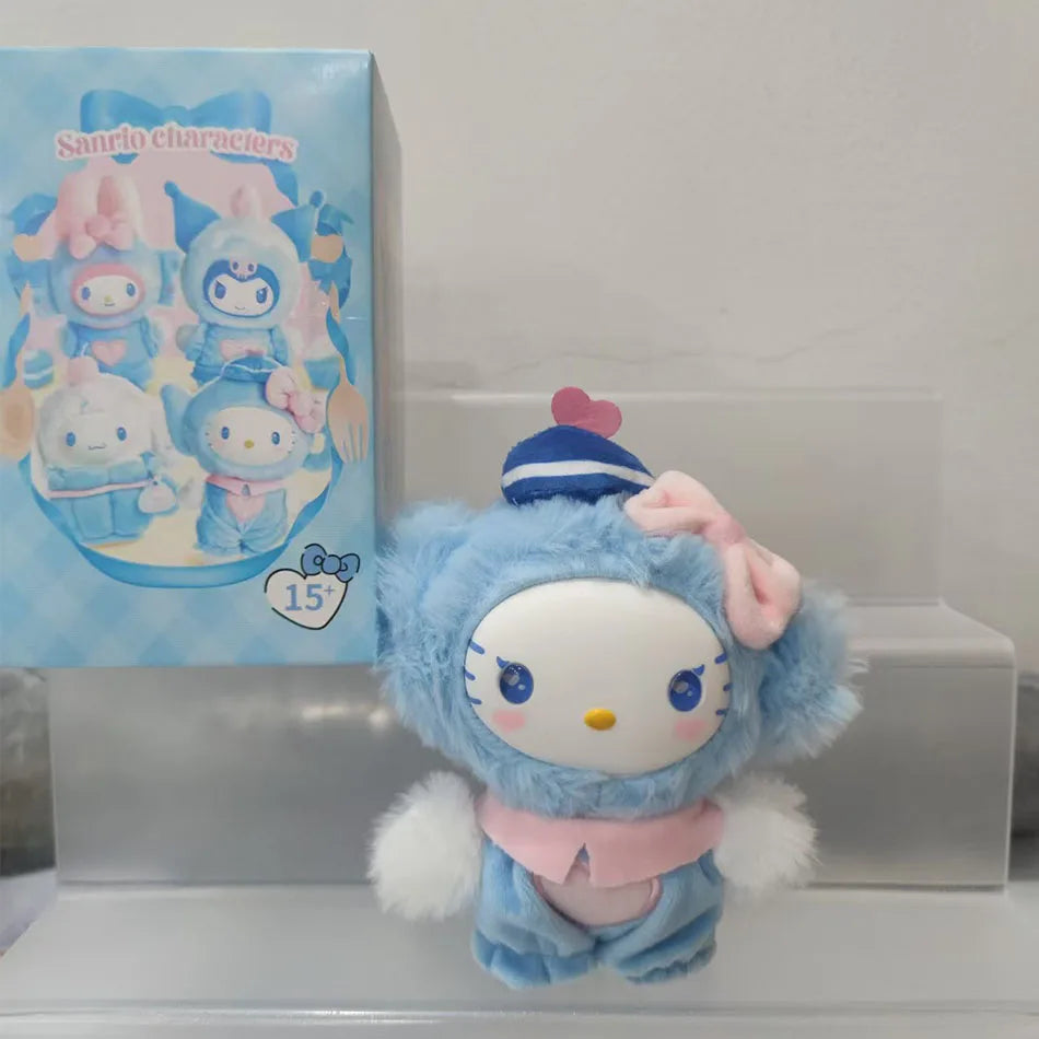 Sanrio Family Fox Island & Blue Flutter Series Vinyl Plush Blind Box Cute Cartoon Hello Kitty Kuromi Pendants Girl Bag Toy Gifts