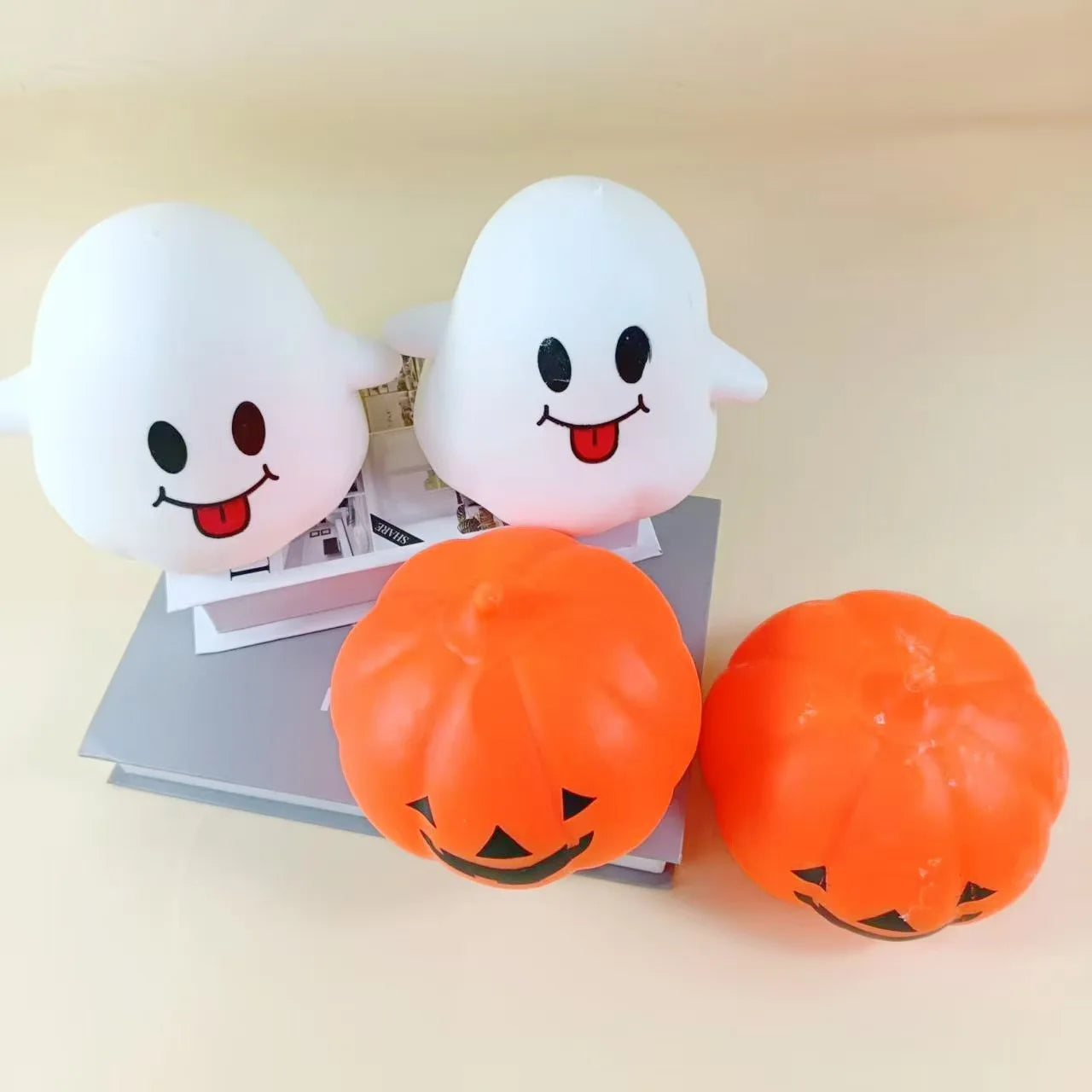 Halloween Ghost & Pumpkin Squishy Toy Set, Slow Rising Stress Relief Fidget Decompression Sensory Toy