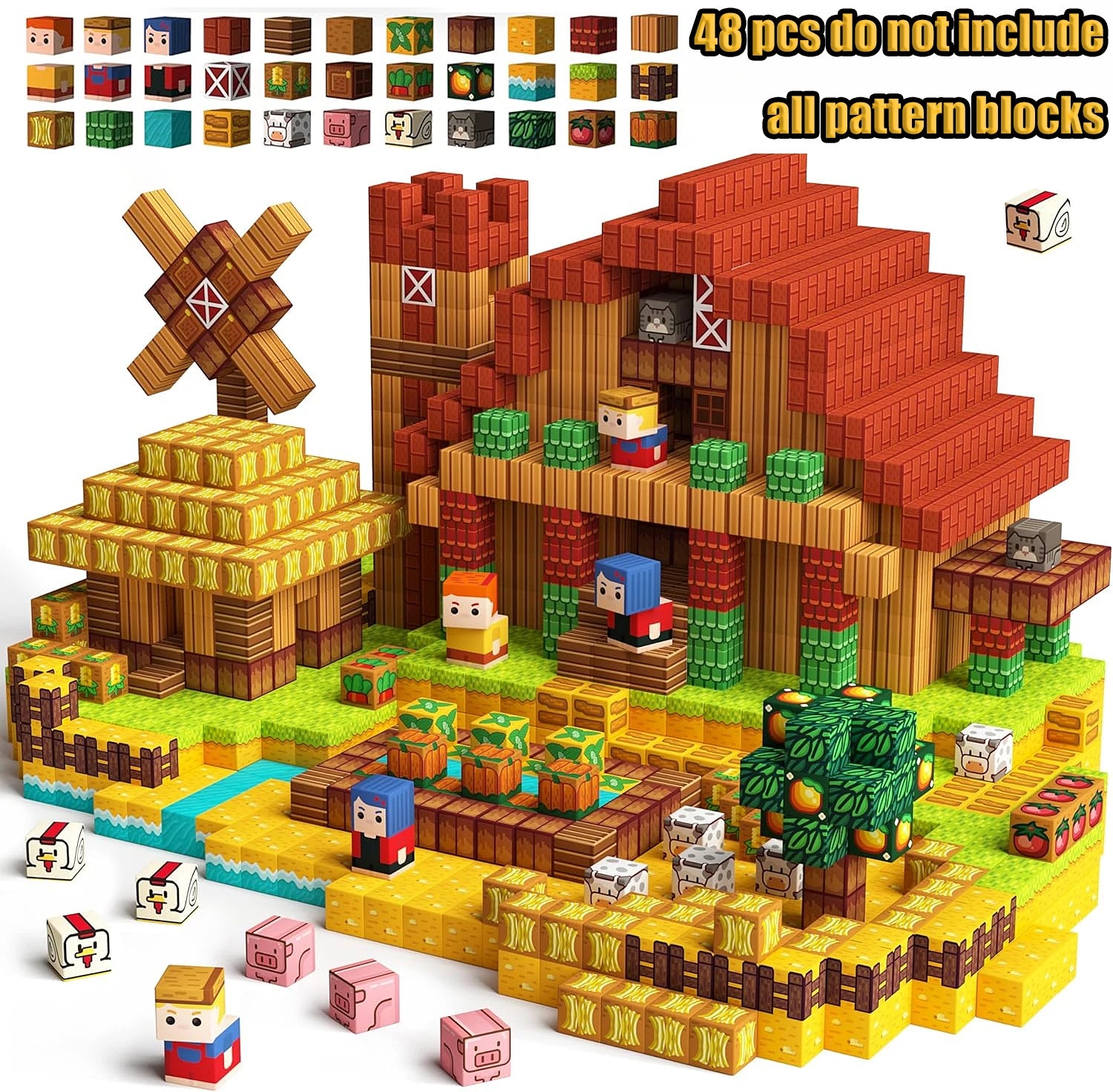 Magnetic Building Blocks Mine World Magnetic Construction Brick Cube STEM Education Sensory Toy Set Gift for Boy Girl Children