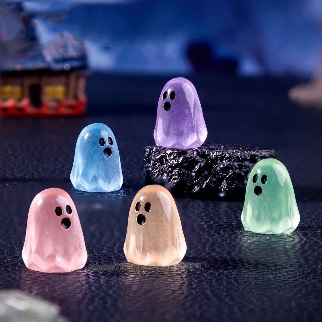 Mini Resin Ghost Tree Elves Small Figurines Glow in The Dark Halloween Luminous Kids Festival Party Decor Glowing Miniature Toy