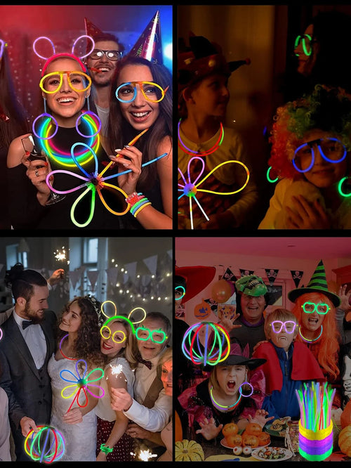 Colorful Glow Sticks Party Pack – DIY Bracelet & Necklace Glowsticks for Halloween, Birthdays & Parties