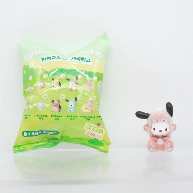 Sanrio Characters Blind Box Toys Doggy Forest Friends Group Cute Beans Animal Costumes Pochacco Pompompurin Doll Gifts