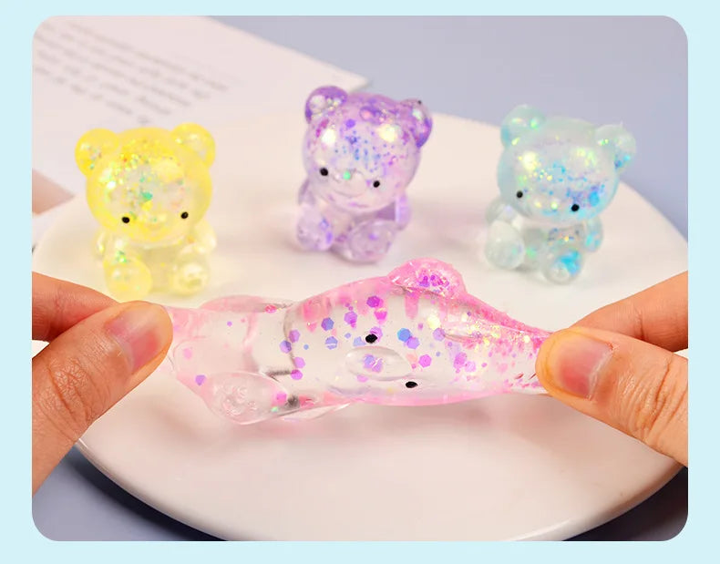 Fidget Bear Toy Squishys Glitter Gummy Bear Small Cute Animal Anti Stress Fidget Splat Decompressions Vent Squeeze Toys