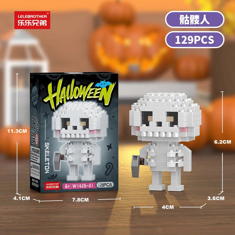 Mini Halloween Building Blocks Pumpkin Man Joker Ghost Demon Witch Vampire Castle Assembly Bricks Model Toys For Kids Gift