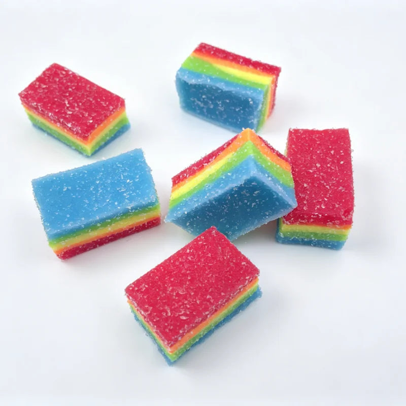 🌈 Rainbow Strip Squishy Toy 🍭 | Soft Stretchy Squeeze Fidget