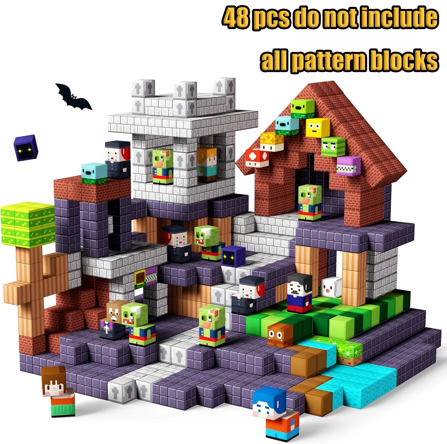 Magnetic Building Blocks Mine World Magnetic Construction Brick Cube STEM Education Sensory Toy Set Gift for Boy Girl Children