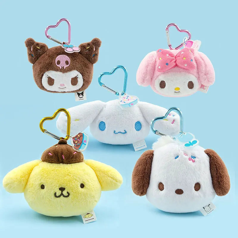 Sanrio Ice Cream Series My Melody Pochacco Plush Toy Keychain Stuffed Kuromi Pompompurin Cinnamoroll Dessert Ice Pop Pendant