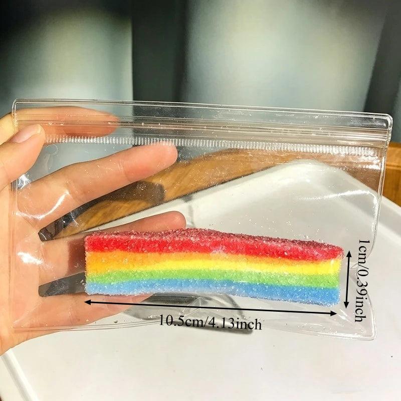 🌈 Rainbow Strip Squishy Toy 🍭 | Soft Stretchy Squeeze Fidget