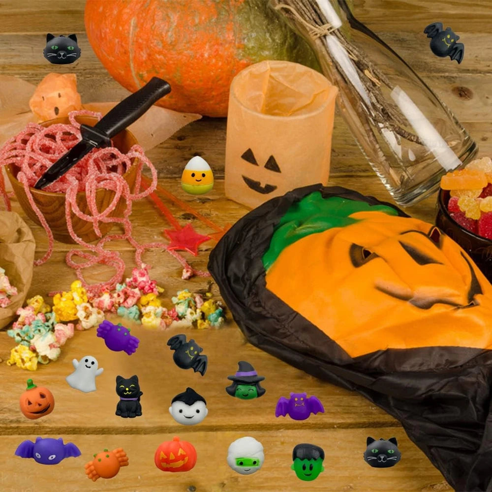 Halloween Mochi Squishy Toys - Ghost, Cat & Pumpkin Squishies for Kids - Stress Relief Party Favors (12, 24, or 36 Pack)