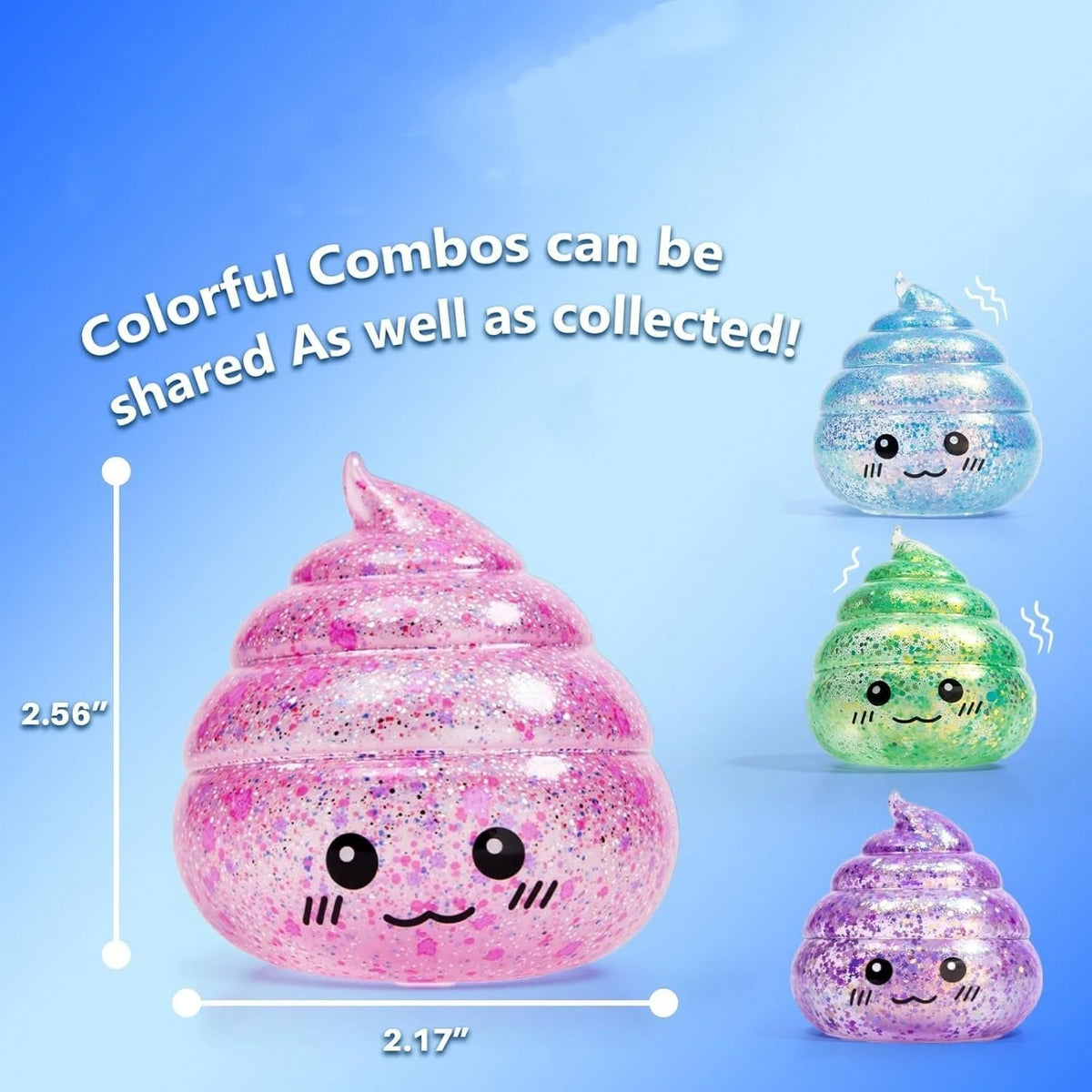 Glitter Poo Squishy Fidget Toy – Funny Stretchy Squeeze Toy for Kids & Adults – Prank & Novelty Gift
